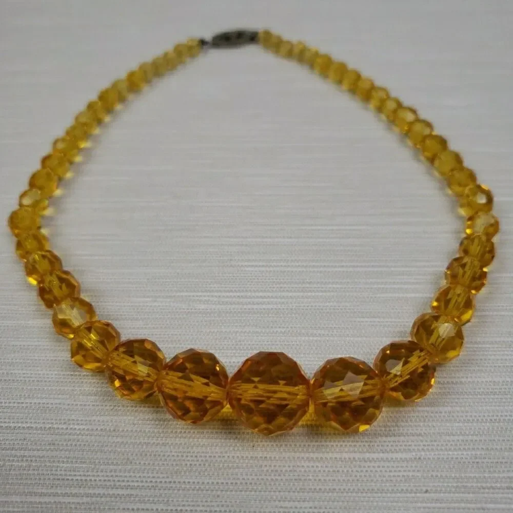 VTG Canary Yellow Faceted Graduated Glass Bead 13.5